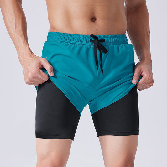 Double-Layer Drawstring Sports Shorts