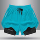 Double-Layer Drawstring Sports Shorts