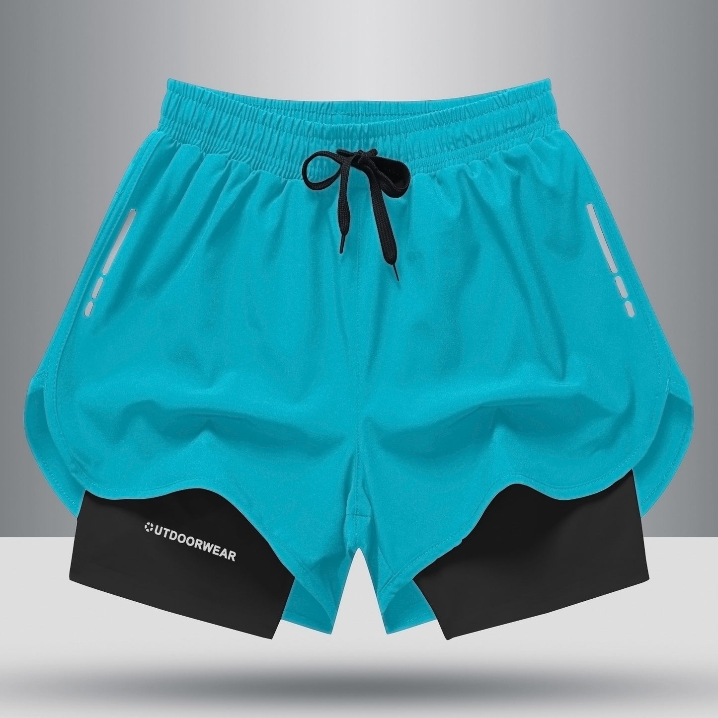 Double-Layer Drawstring Sports Shorts