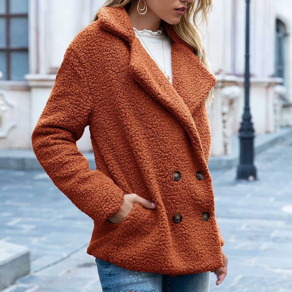 Loose Lapel Fluffy Winter Coat