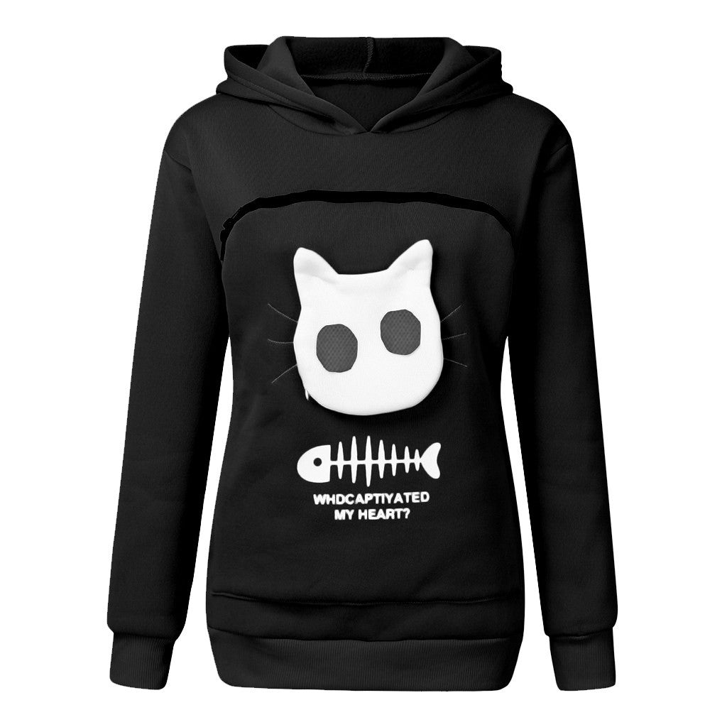 Hoodie Sweatshirt with Cat Pocket Design