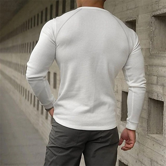 Men’s Henry Collar Long-Sleeve Bottoming Shirt