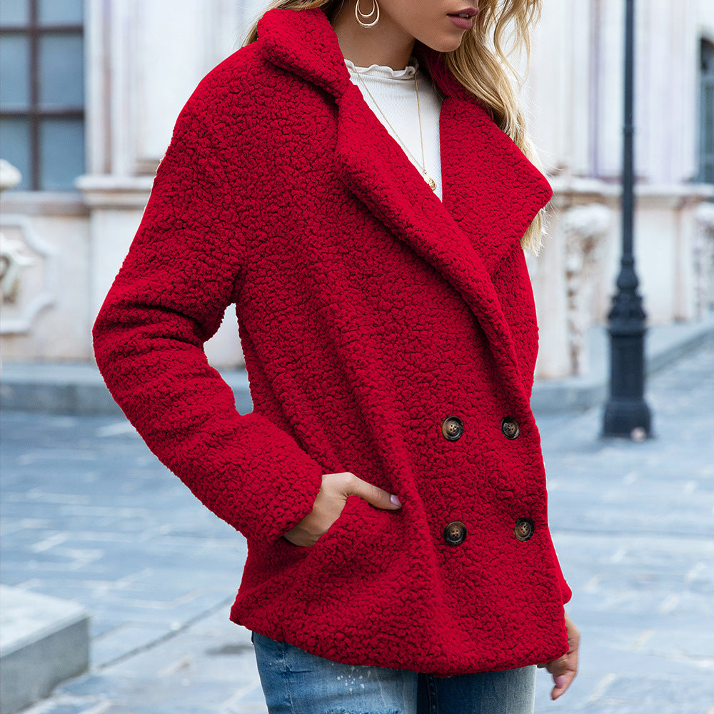Loose Lapel Fluffy Winter Coat