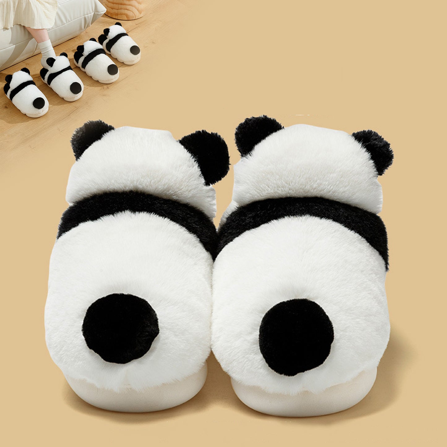 Cute Panda Plush Winter Slippers