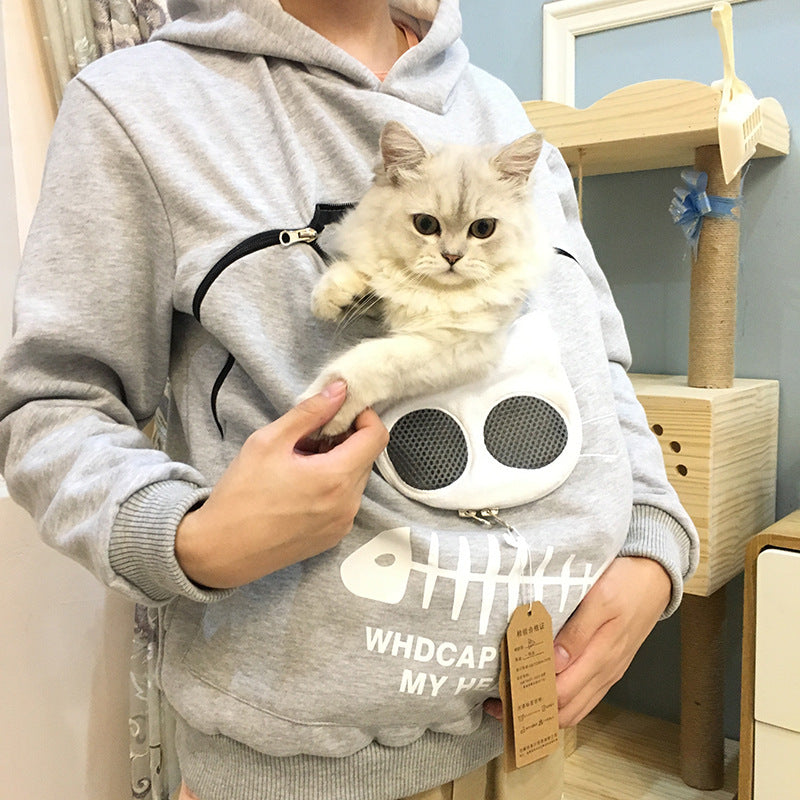 Hoodie Sweatshirt with Cat Pocket Design