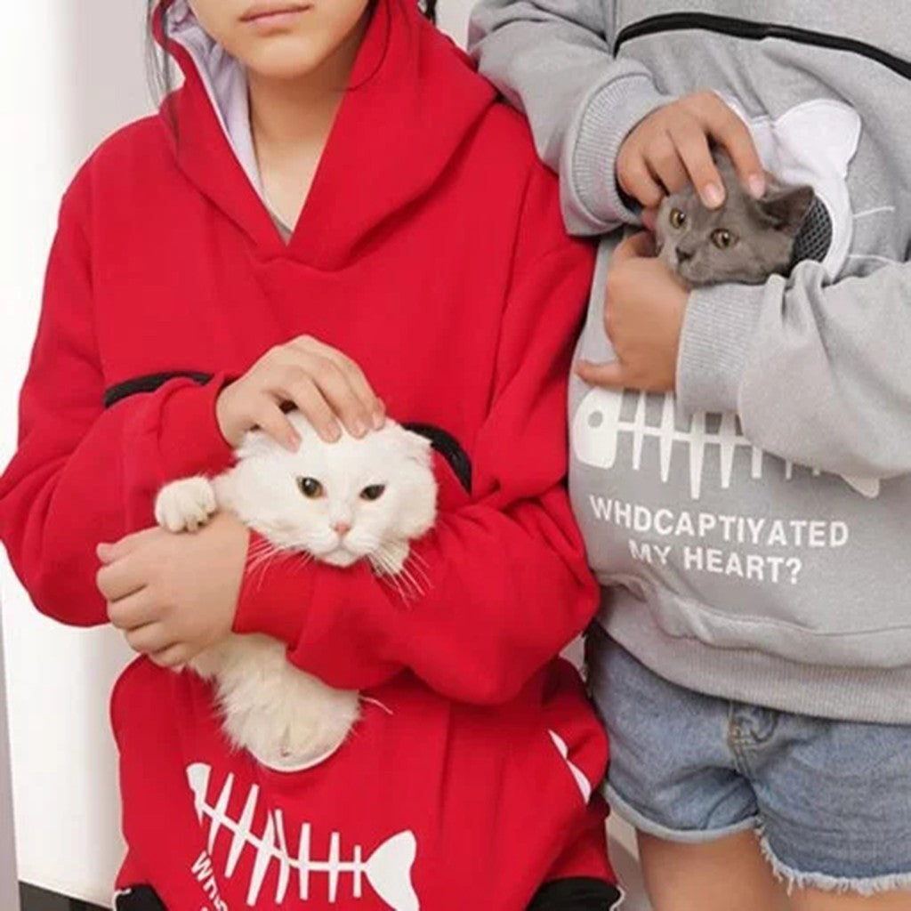 Hoodie Sweatshirt with Cat Pocket Design