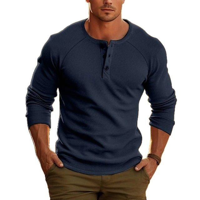 Men’s Henry Collar Long-Sleeve Bottoming Shirt