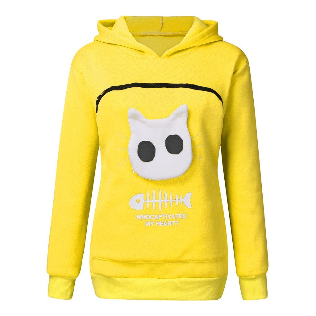 Hoodie Sweatshirt with Cat Pocket Design