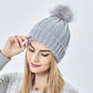 Women’s Satin-Lined Knit Beanie with Faux Fur Pom