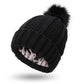 Women’s Satin-Lined Knit Beanie with Faux Fur Pom