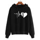 Women’s Heart Print Streetwear Hoodie