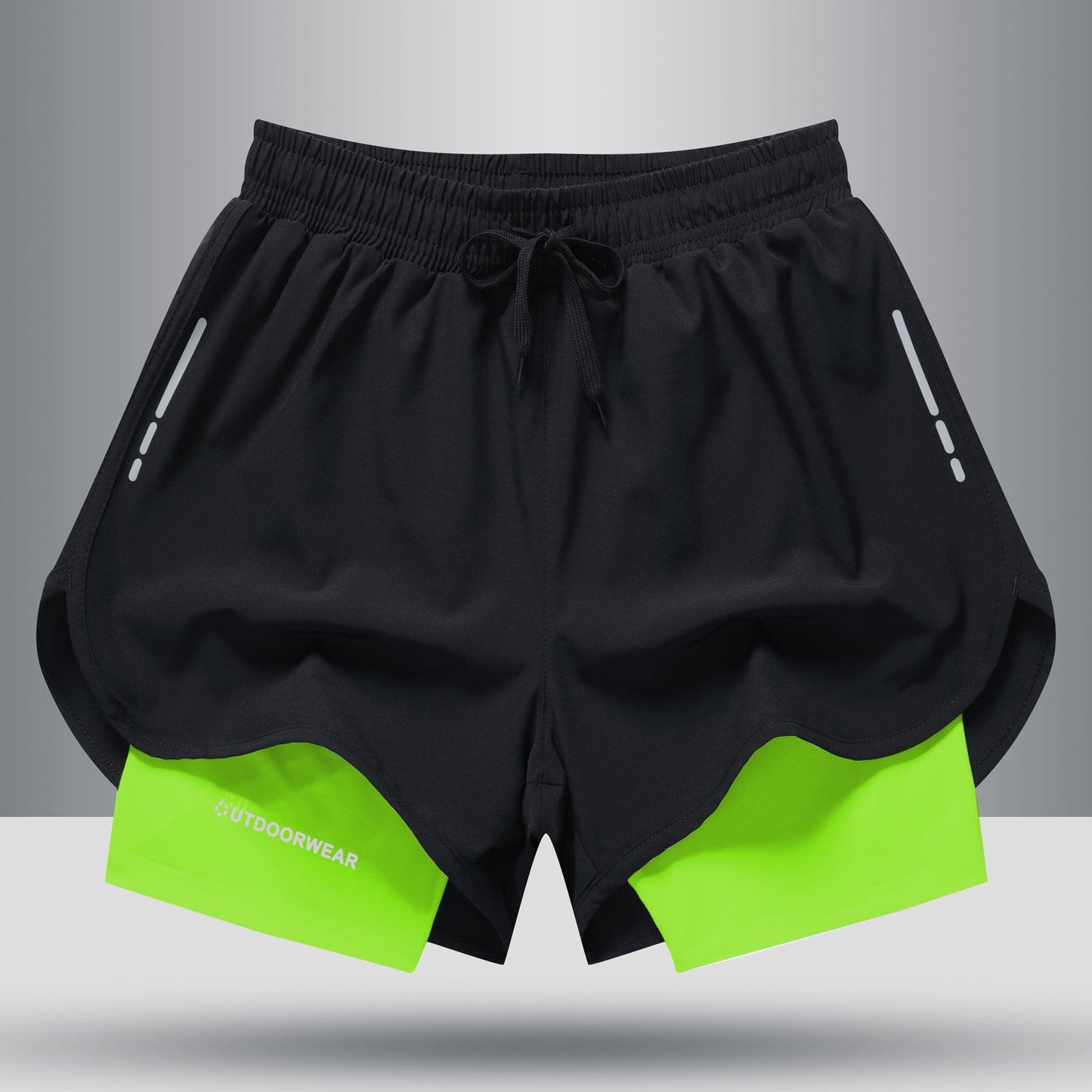 Double-Layer Drawstring Sports Shorts